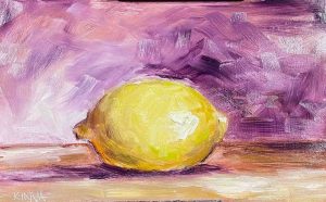 22. lecke 2. csendéletfestő videó, citrom festése narancs és zöld színnel (másodrendű színek varázsa)