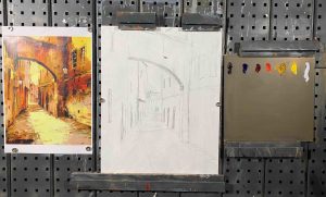 5. lecke 3. festővideó 40 x 50-es tájkép (7 mediterrán épületkép festése)