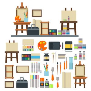 2. lecke Anyag felszerelés lista (nőalakok szénnel és festékkel)