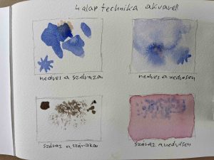 12. lecke  Az első 4 akvarell alaptechnika, videó  (Akvarell kezdő)