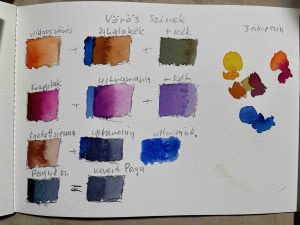 10. lecke  A vörös színek és lilák keverése (Akvarell tájkép)