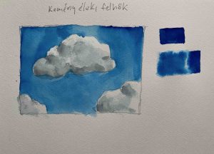 13. lecke  Felhő festés, kemény élekkel (Akvarell tájkép)