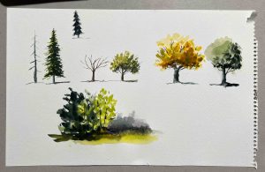 23. lecke A fák ábrázolása 2. (Akvarell tájkép)