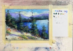 13. lecke 4. videó Átló alakú kompozíciós festési folyamat (Pasztell 2. Tájkép komp.)